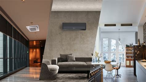 Koláž rôznych typov vnútorných jednotiek klimatizácií