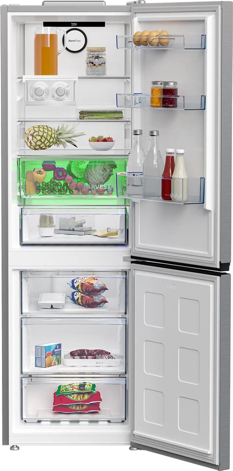 Interiér chladničky Bosch KGV39VW31 s usporiadanými potravinami