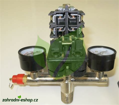 Schéma zostavenia domáceho kompresora: kompresor, prijímač (nádrž), tlakový spínač, filter a manometer.