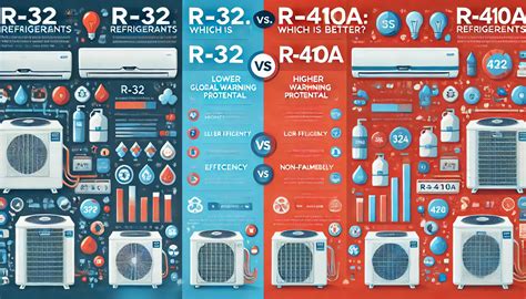 Infografika - porovnanie chladiva R-32 a R-410A (environmentálny dopad)