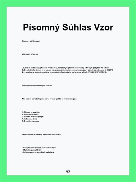 Príklad vyplneného podpisového hárku pre súhlas s montážou klimatizácie