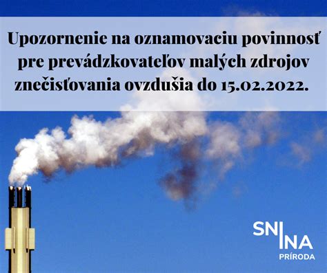 tabuľka so zoznamom stredných zdrojov znečisťovania ovzdušia