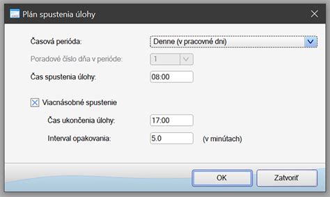 Príklad nastavenia užívateľského programu po dňoch