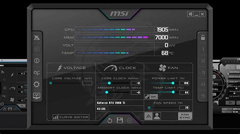 Ukážka rozhrania programu MSI Afterburner s monitorovaním teplôt GPU.