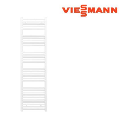 Detail kúpeľňového rebríkového radiátora Viessmann Bolzano v bielom prevedení s detailom rúrok a D-profilu