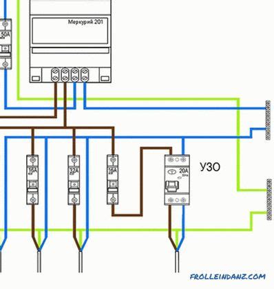 Schéma elektrického rozvádzača s ističom, RCD a regulátorom napätia