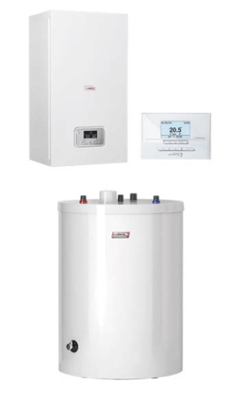 Vizualizácia zostavy elektrického kotla Protherm Ray s nepriamoohrevným zásobníkom FE 120 BM.