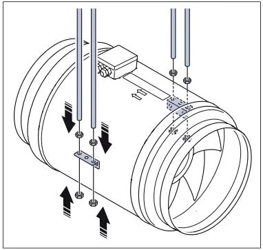 Inštalačná schéma potrubného ventilátora Systemair KD v systéme VZT