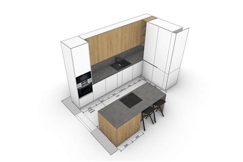 Ilustrácia pripravenej kuchynskej linky pre vstavanú chladničku