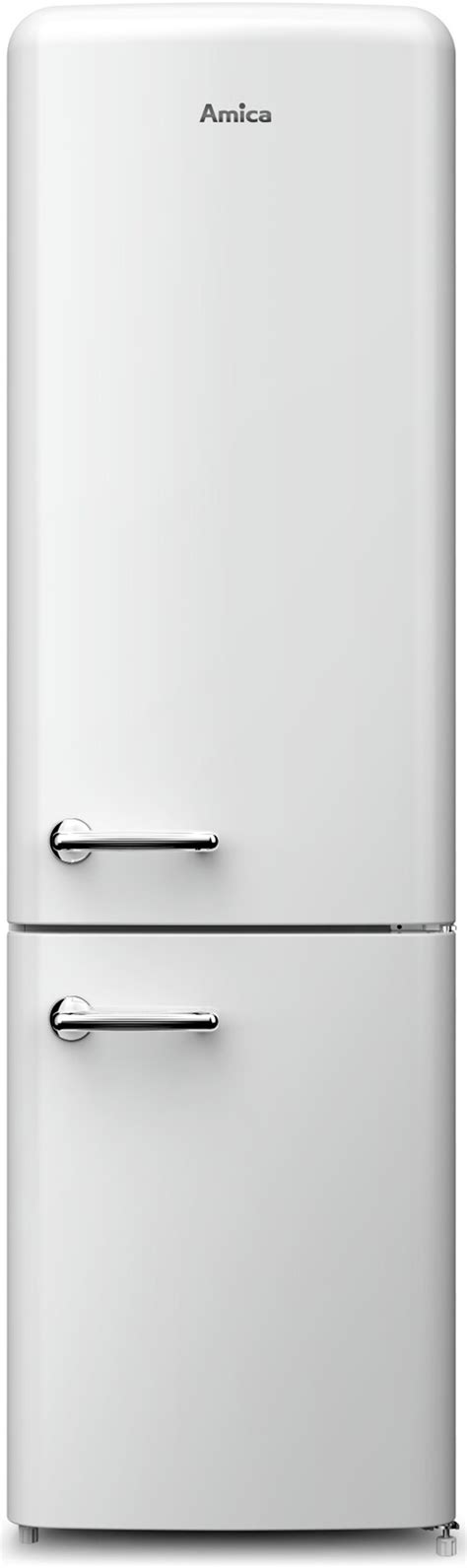 Biela kombinovaná chladnička Amica VCN 1862 W v retro štýle