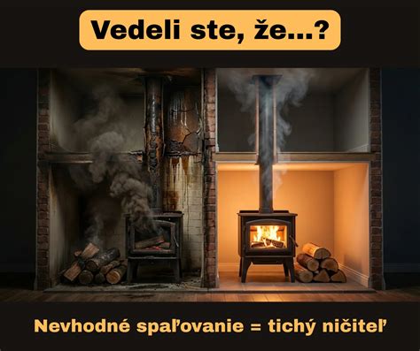 infografika znázorňujúca proces správneho spaľovania dreva a vplyv vlhkosti na tvorbu emisií a dechtu v komíne