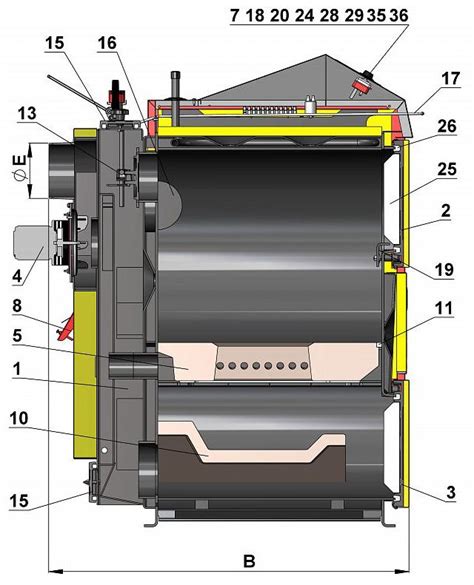 Detail peletového horáka kotla ATMOS