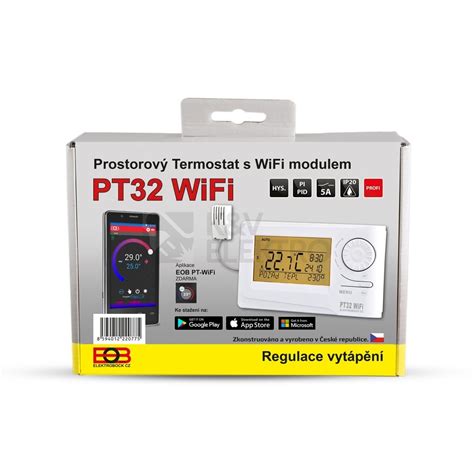 Detailný pohľad na digitálny termostat Elektrobock PT32 WiFi s podsvieteným displejom