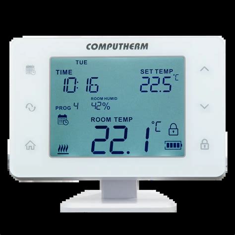 Tematická fotografia bezdrôtového termostatu Computherm Q20RF s displejom a tlačidlami.