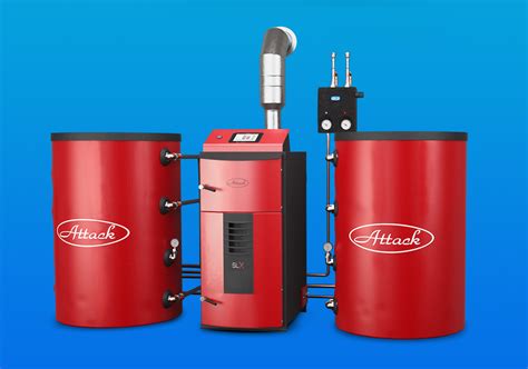 Vizualizácia kotla ATTACK COMBI s rôznymi typmi zásobníkov