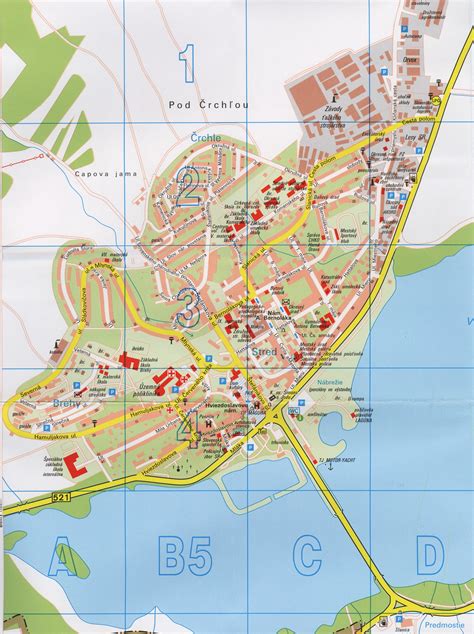 Mapa Kysuckého Nového Mesta s vyznačenými zdrojmi znečistenia ovzdušia