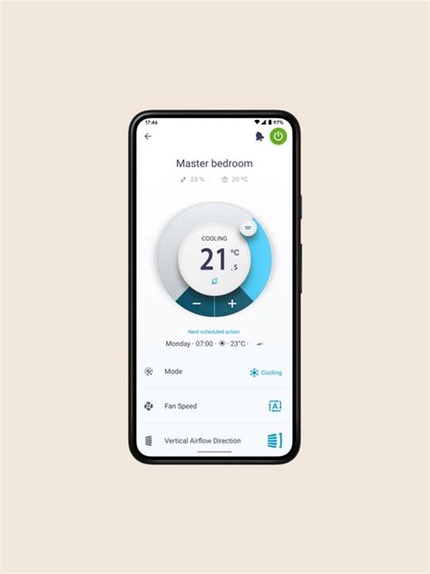 Ukážka používateľského rozhrania mobilnej aplikácie Daikin Onecta