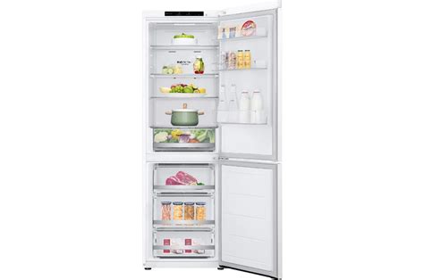 biela kombinovaná chladnička s mrazničkou LG GBB60SWGFS z profilu
