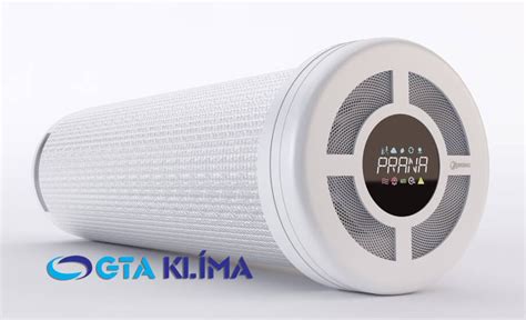 Schéma lokálnej rekuperačnej jednotky s vyznačeným smerom prúdenia vzduchu a umiestnením na obvodovej stene