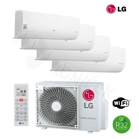 Ilustračná schéma multisplit klimatizačného systému LG s jednou vonkajšou a viacerými vnútornými jednotkami.