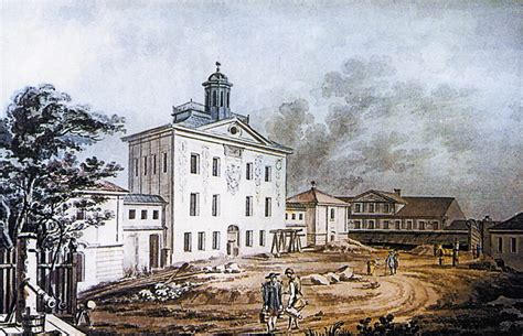 Historická ilustrácia zlievarne alebo kachlí Buderus z 18.-19. storočia