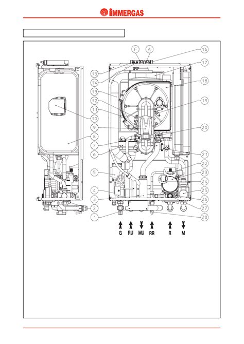ilustrácia kondenzačného kotla Immergas Victrix 24 v reze s vyznačeným trojcestným ventilom