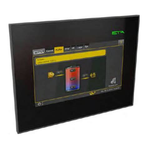 A close-up image of the LED display and touch control panel of the ETA Coolio 0568 90000, showing various settings and indicators.