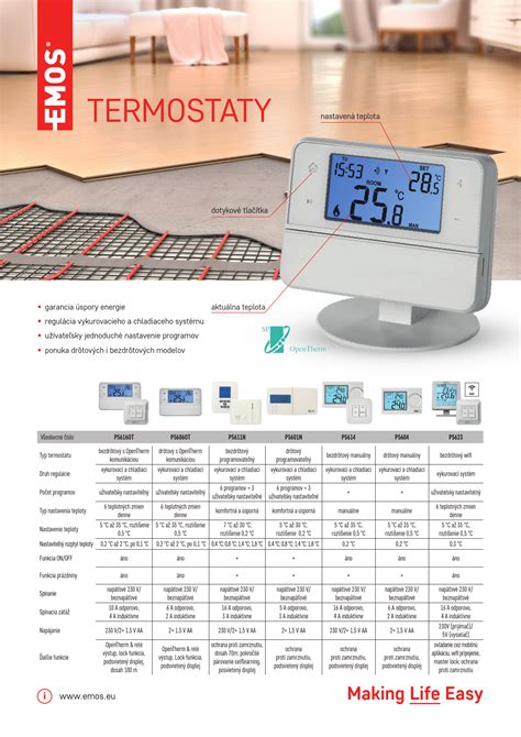 Rozmery a hmotnosť termostatu Emos P5601N