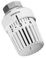 Ilustrácia termostatickej hlavice Oventrop s detailom ovládacieho kolieska a pamäťového kotúča