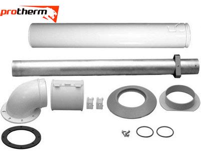 Produktové foto: Protherm horizontálne zakončenie dymovodu S1KP 60/100 mm, rozložené komponenty