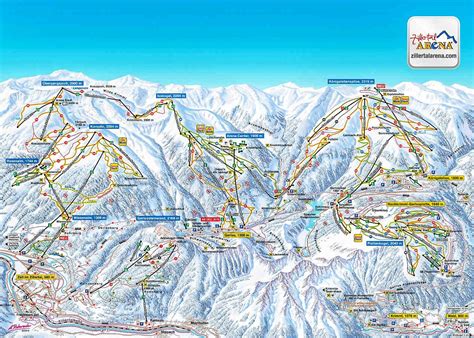 Mapa lyžiarskych tratí v stredisku Žiarce s vyznačenými vlekmi a zjazdovkami.