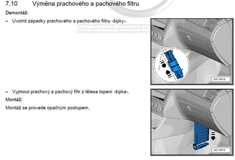 ilustrácia umiestnenia a vzhľadu zaneseného kabínového filtra